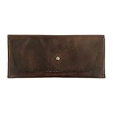 Hide & Drink, Long Utility Pouch, Stylish Wallet for Carrying and Storing Cash, Clutch Bag, Full Grain Leather, Handmade, Bourbon Brown