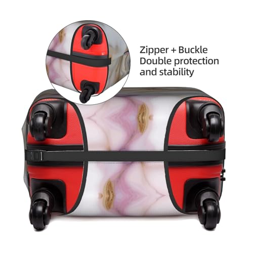Red White Marble Pattern Tsa Approved Luggage Cover For 18-32 Inch Suitcases Scratch-Resistant Stretch Luggage Cover4