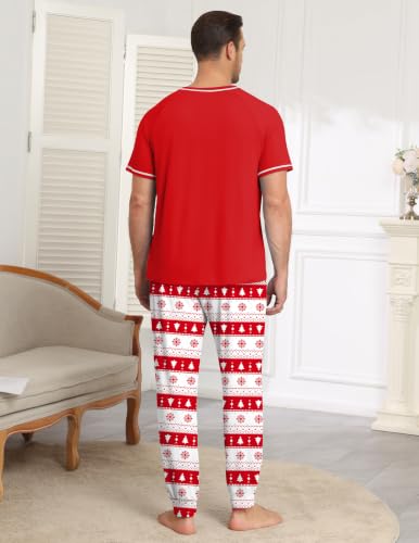 Ekouaer Mens Christmas Pajamas Set 2 Piece Short Sleeve Pjs with Pants - image 4