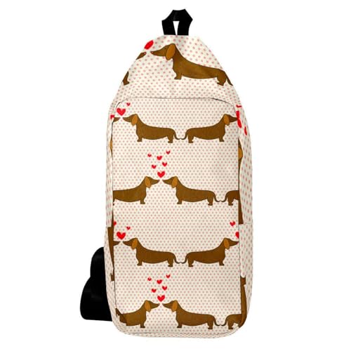 Sac à dos à bandoulière teckel multicolore 16x36.5cm pour homme et femme