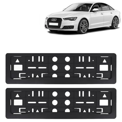 Image of KINGSWAY A6 Car Number Plate Frames for All 2015 Onwards Models of AUODI Car Registration Plate Holders, Black Licence Plate Covers (Front and Rear), Universal Size 51.5 x 14.5 cm