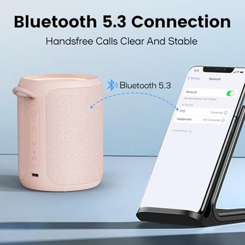 Image of Bluetooth Speaker Wireless,IP67 Waterproof & Dustproof Portable Speaker with Lights,15W Loud Stereo Sound, 2500mAh Battery All Day Playtime, TWS Pairing, BT5.3, Home /Party /Outdoor /Beach (Pink)