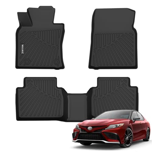 Floor Mats for 2018 2019 2020 2021 2022 2023 2024 Toyota Camry (FWD Only Not for Hybrid) All Weather Protection TPE Rubber Full Set Floor Liners 2024 Camry Accessories Odorless Anti-Slip Black