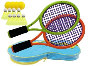 Ppbmocw Federball Set Kinder Beinhaltet Zwei TennisschläGer Und Acht Weiche Softball, Geeignet FüR Kinder Ab 3 Jahren (Red Blaurosa)