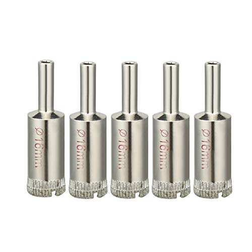 sourcingmap 5Pcs 16mm Diamond Coated Hole Saw Drill Bits for Glass Ceramic Tile Marble Rock Porcelain Bottles Pots Brick