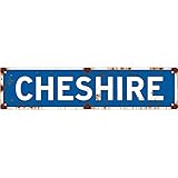 Grunge Room Decor Tin Sign 16x4 Inches 'CHESHIRE' - Funny Signs for Garage, Bar & Backyard - Beachy Decor, Man Cave Decor, Hippie Decor