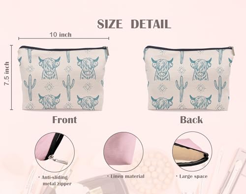 Image of Western Makeup Bag,Western Gifts For Women,Cow Makeup Bag,Cowgirl Stuff,Western Stuff For Women,Western Gifts,Cowgirl Gifts(COW H)