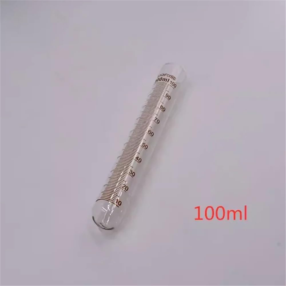 Tubo de ensayo de vidrio graduado de boca plana y fondo redondo, resistente a altas temperaturas, 5 ml, 10 ml, 15 ml, 20 ml, 25 ml, 30 ml, 50 ml y 100 ml, 10 unidades(100ml 10PCS)