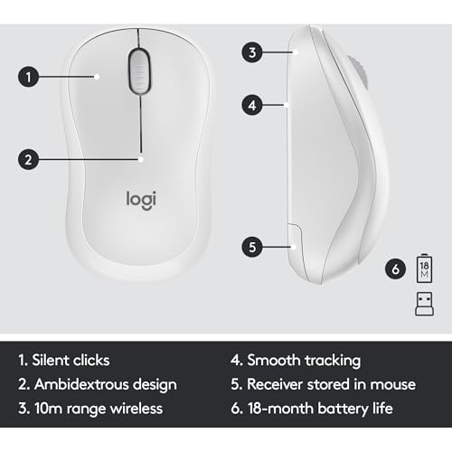 Image of Logitech MK295 Silent Wireless Combo, QWERTZ German Layout - White