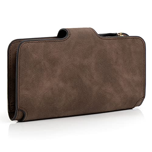 RFID Blocking Women Wallet Purse Soft Vegan Leather Trifold Multi Credit Card Holder Organizer Ladies Clutch (Coffee)3