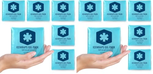 Image of ICEWRAPS Reusable Ice Packs Compact 3 x 3 inches, Soft Cooling Pack, 12 Pack