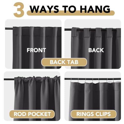 Image of H.VERSAILTEX Blackout Curtains Thermal Insulated Window Treatment Panels Room Darkening Blackout Drapes for Living Room Back Tab /Rod Pocket Bedroom Draperies, 52 x 72 Inch, Charcoal Gray, 2 Panels
