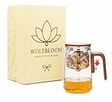 WOLTBLOOM Enchanti Tea Pot - Modern Glass Infuser Teapot - Water Separation Magic Teapot with Heat-Resistant Handle - Elegant Gift Box & Writable Card - Perfect for Loose Leaf Tea - 800 ML (27oz)