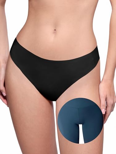 Image of LUCKMEEY Cotton Thongs for Women Seamless Thongs for Women No Show Thong Panty Liners Workout G-String Thongs Underwear