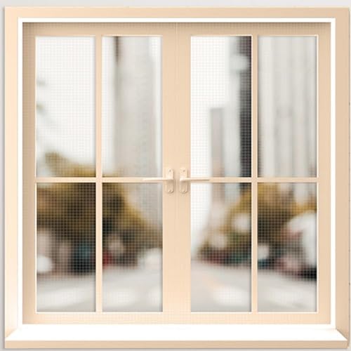 Image of Classic Mosquito Net for Windows | 120X120 cm | 120 GSM Fiberglass Mesh |Pre Stitched Window Net for Home | Self Adhesive Hook & Loop Easy Install | Protection from Mosquitoes & Insects |Ivory