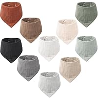 VOMARHUG Muslin Baby Bibs for Girls Boys,Organic Cotton Muslin Bandana Bibs for Teething and Drooling,10 Pack