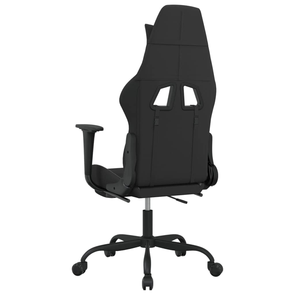 Fotel gamingowy z funkcją masażu i podnóżkiem, ergonomiczne krzesło biurowe z materiału w kolorze czarnym i jasnoszarym, regulacja wysokości z funkcją przechylania i regulowanym oparciem
