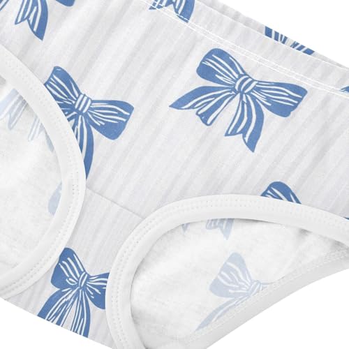 Wusikd Blue Bow Stripes Girls' Underwear Cotton Girls Briefs Soft Toddler Underwear 2T4