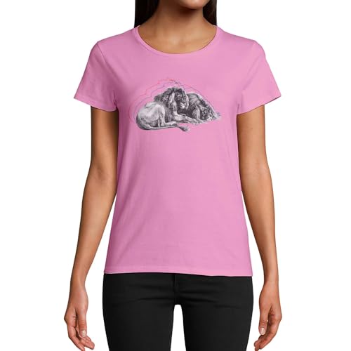 T-shirt femme col rond lion vintage pour un look artistique au quotidien - 2