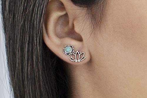 Brinco De Prata Flor Turquesa - 4769