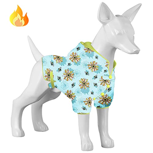 Lovinpet Dog Hoodies Pugs Dachshund, Pollinate Nectarlove Blue Prints Pets Apparels, Puppy Cold Weather Coats/Doggy Winter Apparel For Small Dogs Breed,Small #TOP5