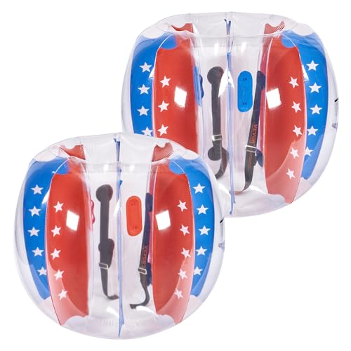 VEVOR 2-teilige Aufblasbare Bumper Balls, 1,2 m Bumper Stoßball für Kinder & Jugendliche, Aufblasbarer Blasenball, PVC-Bubble-Bälle, im Freien, Spielplatz, Hof, Park usw. Rote & Blaue Streifen