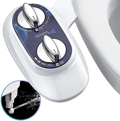 Veken Bidet Attachment for Toilet, Non-Electric Self-Cleaning Dual Nozzle (Feminine/Bidet Wash) Toilet Bidet, Fresh Cold Water Sprayer Bidets for Existing Toilets with Adjustable Pressure Control