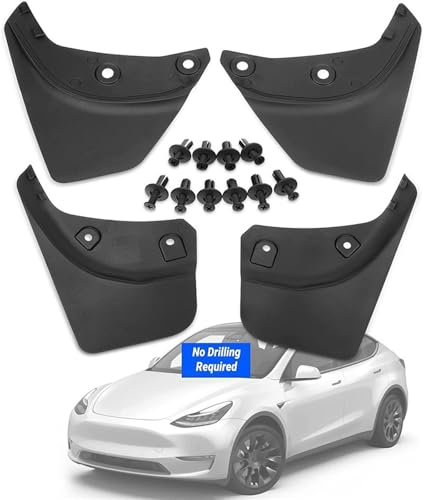 Garde-boue Tesla Model Y (2020-2026) protège-éclaboussures noirs auto - Pack de 4