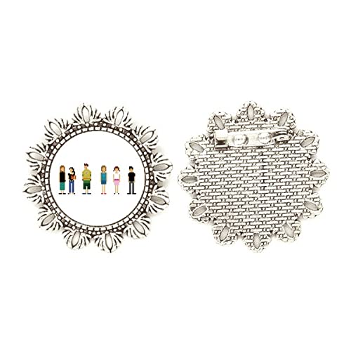 Broche de plata con设计de píxeles de flor medium para renovar ropa básica sin gastar