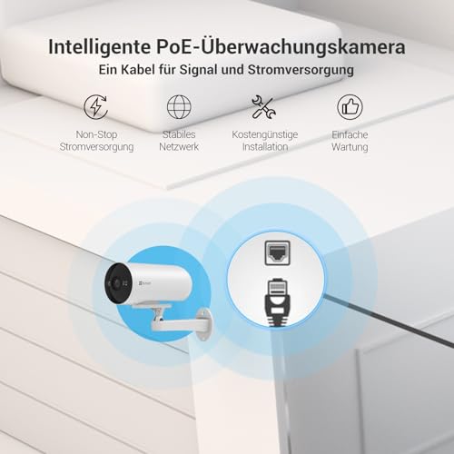 EZVIZ 2K Intelligente PoE Überwachungskamera Aussen mit Personen-/Fahrzeugerkennung… – Ansicht 3