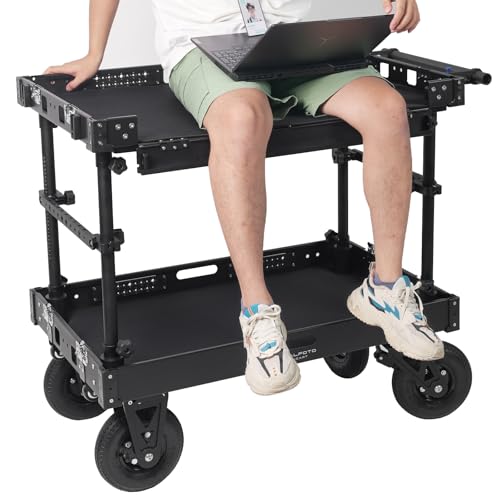 Image of DF DIGITALFOTO Video Production Camera Cart Workstations for Filmmaker /Director /Photographer /Studio /Stage,Stores & Carries Your Gear Safely, 660 LBS Payload-Include 2 Clamps,Cable Hooks,Holders