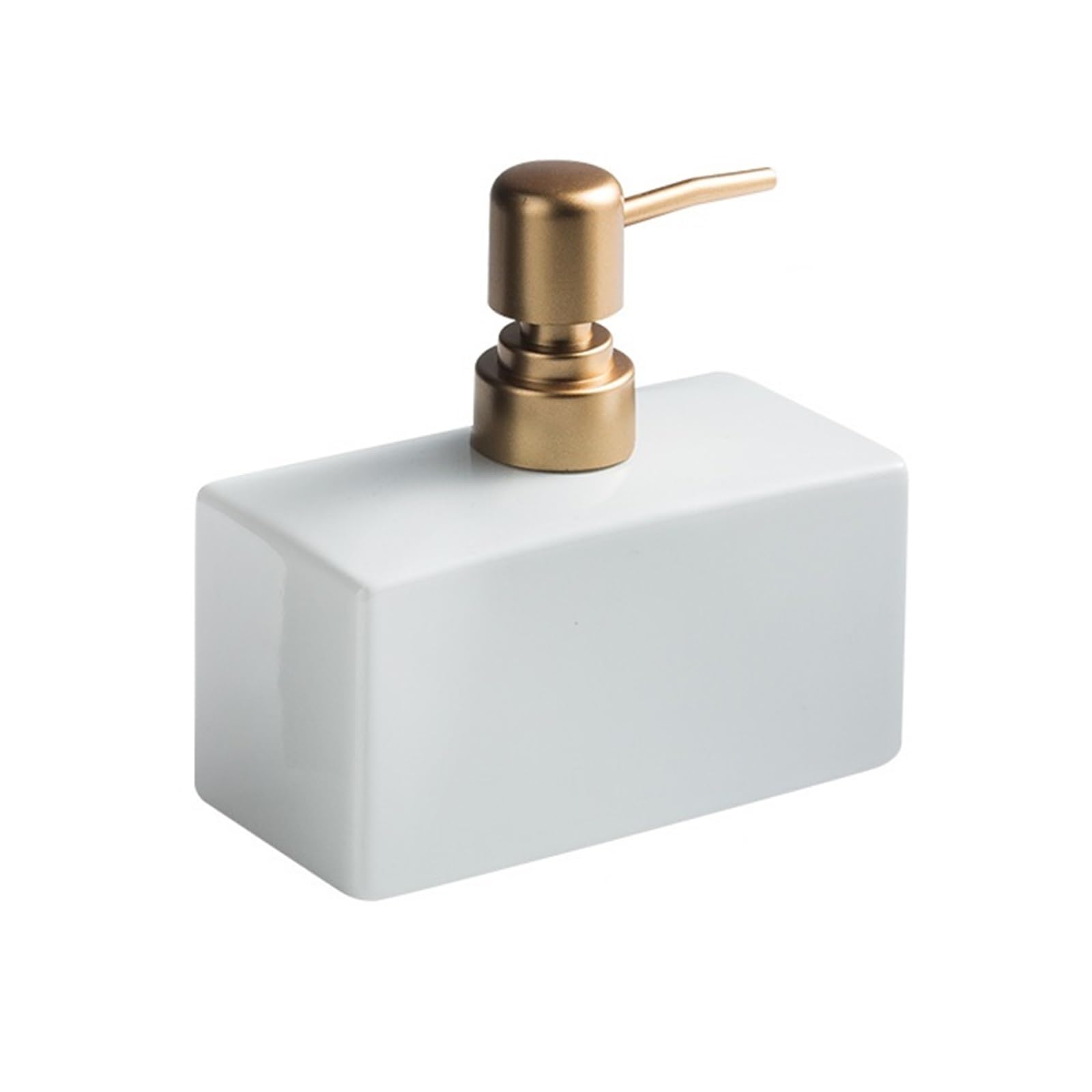 Soap Dispenser Ceramic Lotion Dispenser Bathroom Liquid Refillable Soap Dispenser With Press Pump(White)