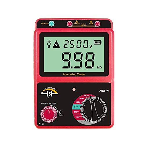Electronic Multimeter, Insulation Resistance Tester, Digital Megohmmeter, 100-2500V AC/DC Voltage Insulation Tester, Ohm Meter for Laboratory, Factory and Home(Battery NOT Included)