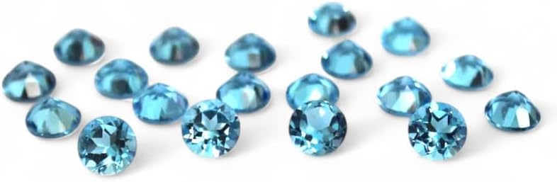 Natural swiss blue topaz 2mm round shape faceted cut calibrated size loose gemstone