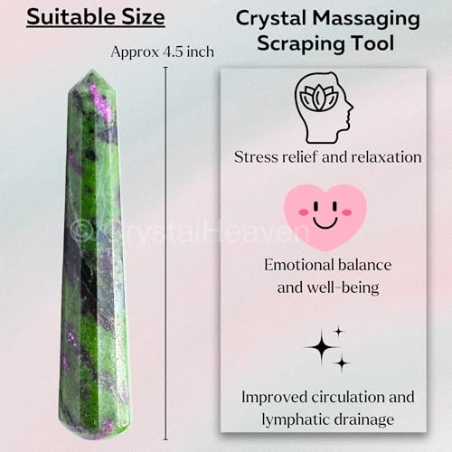 Image of Ruby Zoisite Crystal Wand - Pointed Crystal Wand for Energy Healing, Chakra Balancing, Meditation and Home Decor - Crystals and Healing Stones for Gift