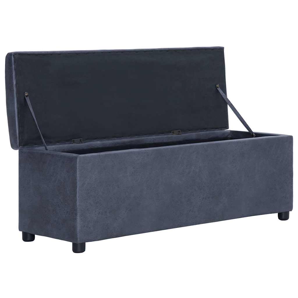 Panca con vano portaoggetti, 116 cm, colore grigio, effetto pelle