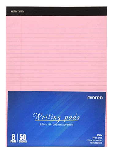 Mintra Office Legal Pads - 50 Sheets per Notepad - Micro perforated Writing Pad/Notebook Paper for School, College, Office, Work (Basic 6pk - (Pastel Set 2), 8.5in x 11in (Wide Ruled)) - Thumbnail 2