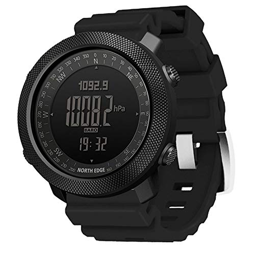 HXHH Reloj De Los Deportes Al Aire Libre Nuevo con Altímetro, Barómetro, Brújula,50M Impermeable del Silicón del Color Inteligente Alpinismo Aventura Militar del Reloj del Perseguidor,Negr