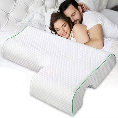 Couple Specific Pressure Memory Foam Pillow?Slow Design Hand Comfort Sleep Enhancing Ideal?Couple's Merging Pillow for Ultimate Comfort (Left arm Style Green)