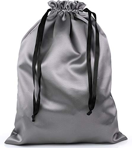 PlasMaller Dust Cover Storage Bags Thick Silk Cloth Pouch with Drawstring For Luxuries Handbags Tote Purses Shoes Boots, Silver (12.6 x 15.7 in)