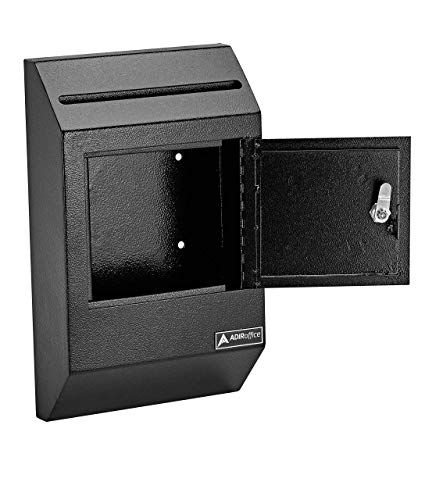 Adiroffice Drop Box - Heavy Duty Secured Storage With Lock - For Commercial Home Office Or Business Use (Black) #TOP4