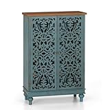 Sophia & William Tall Storage Cabinet 47.4', Decorative 2-Door Tall Accent Cabinet for Living Room, Dining Room, Blue
