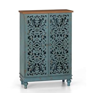 Sophia William Tall Storage Cabinet 474 Decorative Cabinet with Storage 2 Door Accent Cabinet for Living Room Dining Room Blue
