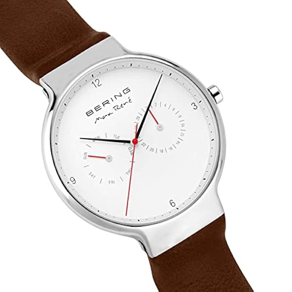 BERING Män Analogt Quarz Classic Collection armbandsur med Kalvskinn Armband och Safirglas