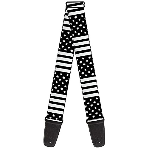Buckle-down Sangle de guitare American Flag CLOSE UP Black/White - Les Beatles, Paul McCartney, John Lennon, RIngo Starr, George Harrison Buckle-down Sangle de guitare American Flag CLOSE UP Black/White