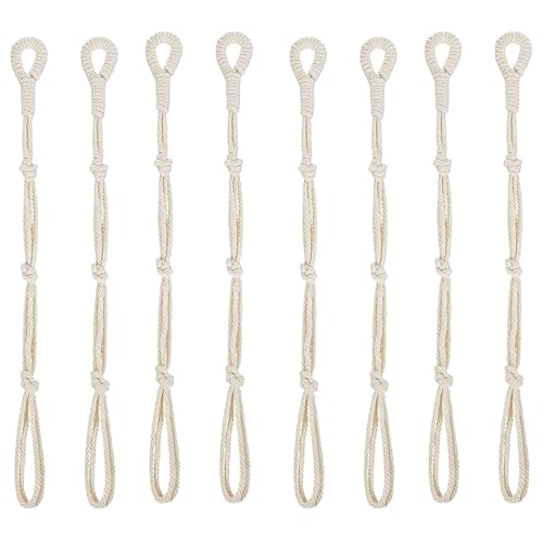 Bloepum 8 Pieces Macrame Beige Plant Hanger Extender Rope Plant Hanging Basket Extender Large Hanging Plant Pot Holders (Beige)