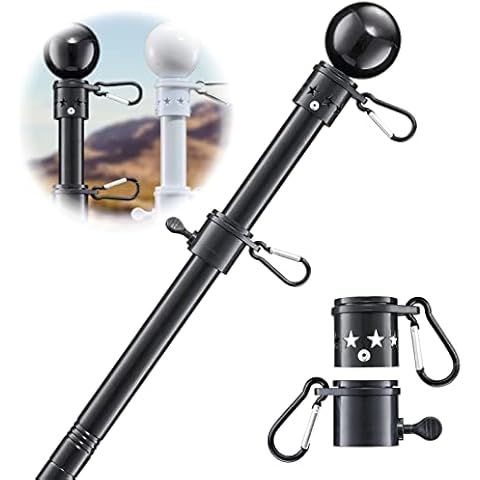 Flag Pole for Outside House - 5ft Heavy Duty Stainless Steel Flag Pole Kit, Tangle Free Spinning Flagpole Holder For Outdoor Porch Residential Decoration - Black Cover