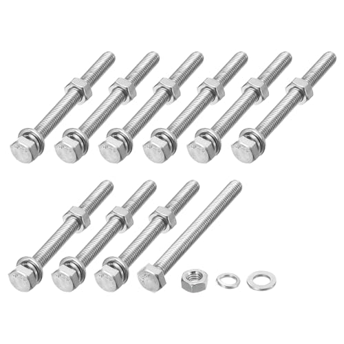 Image of METALLIXITY Hex Head Screws Bolts, Nuts, Flat & Lock Washers Kits (M6-1x65mm) 10 Set, Stainless Steel Fully Threaded Machine Screws Bolt Set - for Home Appliance Equipment