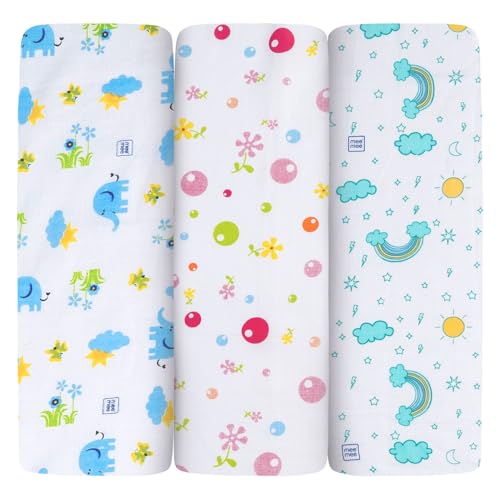 Image of Mee Mee 100% Cotton Muslin Swaddle Wrap for Newborn Baby(120x100 cm)(PK-3)| Soft, Breathable, Lightweight, Quick-Dry, Skin Friendly | Multi-Use Baby Blanket,Nursing Cover,Stroller Cover (Elephant)