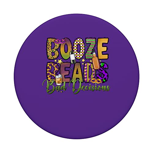 Funny Booze Beads & Bad Decisions A New Orleans Match Parade PopSockets Swappable PopGrip, Black - Image 3